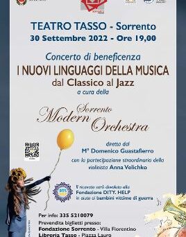 SORRENTO: DOMANI SERA AL TEATRO TASSO CONCERTO DI BENEFICENZA DELLA “LA SORRENTO MODERN ORCHESTRA”