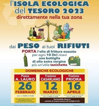 SORRENTO: DOMENICA 16, A PRIORA, DALLE 10.00 ALLE 12.30, APPUNTAMENTO CON L’ISOLA ECOLOGICA DEL TESORO