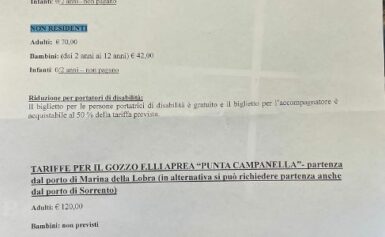 AREA MARINA PROTETTA PUNTA CAMPANELLA: I CITTADINI SORRENTINI FUORI DAGLI SCONTI PER I TOUR VIA MARE