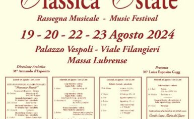 MASSA LUBRENSE: QUESTA SERA A PALAZZO VESPOLI TERZA SERATA DELLA RASSEGNA “CLASSICA ESTATE”