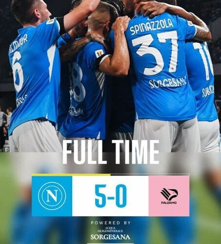 COPPA ITALIA DI CALCIO: IL NAPOLI TRAVOLGE IL PALERMO AL MARADONA, 5-0