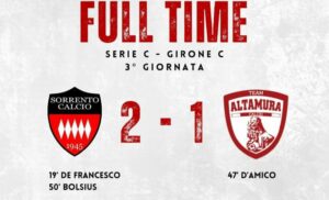 CAMPIONATO DI CALCIO DI SERIE C, GIRONE C: SORRENTO-ALTAMARURA 3-0