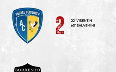 CAMPIONATODI CALCIO DI SERIE C:  IL SORRENTO SCONFITTO IN CASA DELL’AUDACE CERIGNOLA