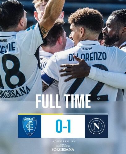 CAMPIONATO DI CALCIO DI SERIE A: IL NAPOLI CONSOLIDA IL PRIMATO IN CLASSIFICA SCONFIGGENDO L’EMPOLI 1-0