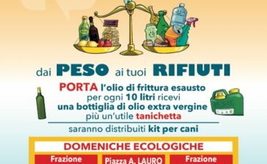 SORRENTO:  RIPRENDE, DOMANI DOMENICA, A PRIORA LA RACCOLTA DEGLI OLI ESAUSTI