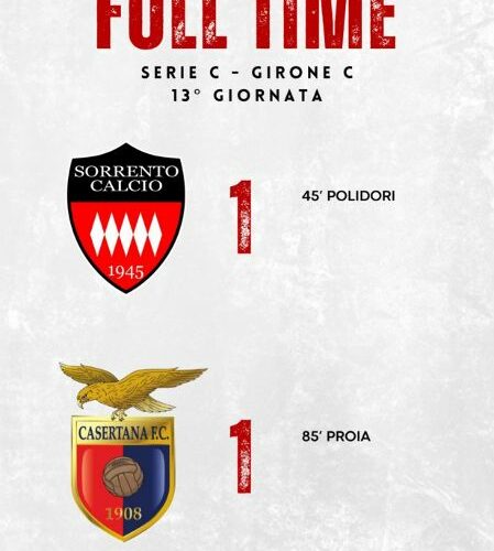 CAMPIONATO DI CALCIO DI SERIE C, GIRONE C: SORRENTO-CASERTANA 1-1