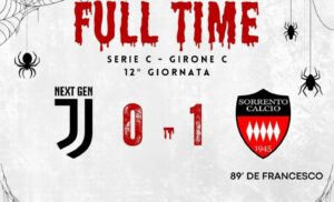 CAMPIONATO DI CALCIO DI SERIE C, GIRONE C: IL SORRENTO VINCE IN CASA DELLA JUVENTUS NEXT GEN