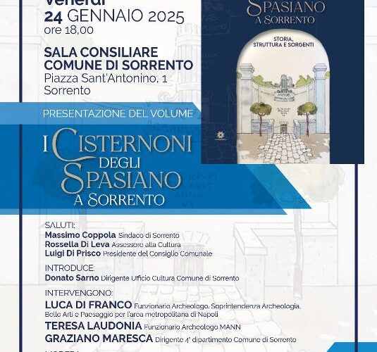 SORRENTO: VENERDI’ 24 PRESENTAZIONE DEL LIBRO SUI CISTERNONI ROMANI